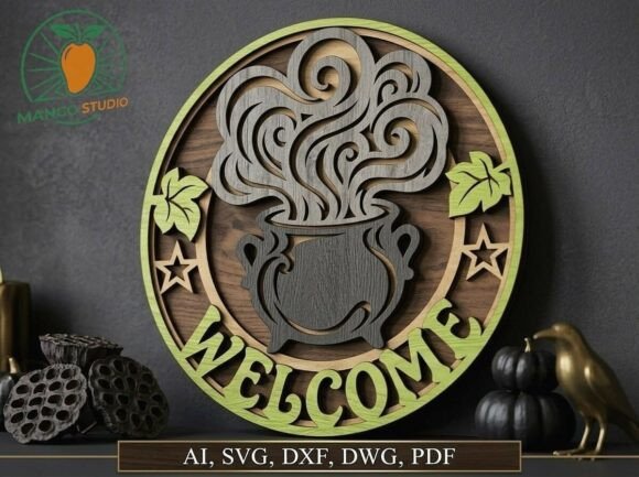 Download 3D Halloween Welcome Sign Laser SVG - Welcome sign Collection