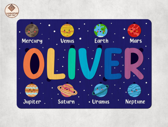 Download Oliver Name Planet Puzzle Laser Cut - Premium Bundle