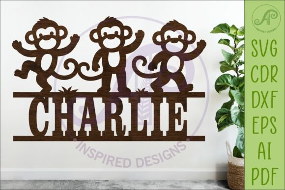 Download Cute Monkey Name Sign SVG, Jungle Decor - Monkey name sign Collection