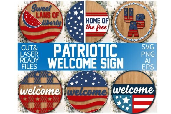 Download Patriotic Welcome Sign Laser Cut Bundle - Welcome sign Collection