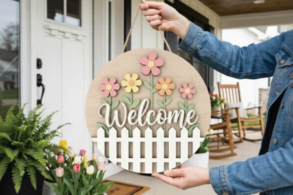 Download Garden Fence Floral Welcome Sign SVG - Welcome sign Collection