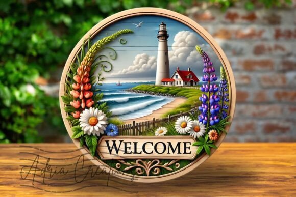 Download 3D Lighthouse Round Welcome Sign - Welcome sign Collection