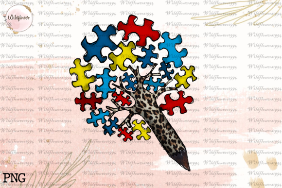 Download Autism Tree Pencil with Puzzle Pieces - Premium Resources