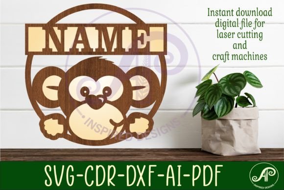 Download Monkey Name Sign Svg Laser Cut Template - Monkey name sign Collection